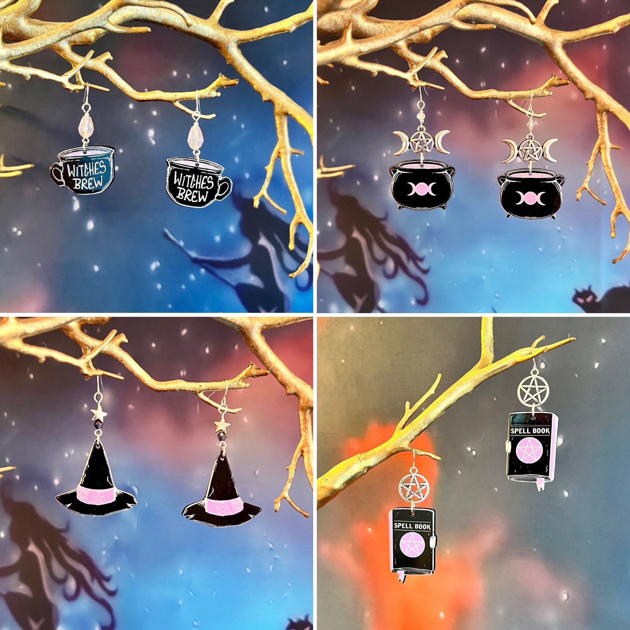 Witchy Pastel Goth Earrings Halloween Earrings Pastel Goth Etsy