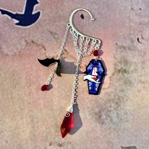 Bat Wing Ear Cuff: Vampire Coffin Jewelry, Whimsigoth Ear Wrap, No Piercing Gothic Earring