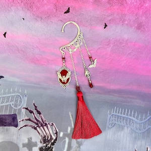 Red Victorian Vampire Bat Ear Cuff: Whimsigoth Costume Jewelry, No Piercing Gothic Earring
