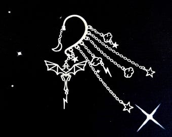 Sky Dragon Ear Cuff Wrap: Whimsigoth No Piercing Earring, Renaissance Fair Wear