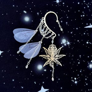 Winged Key Ear Cuff: Fairycore Steampunk Ear Wrap, No Piercing