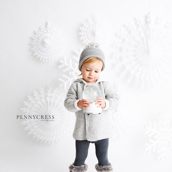 Winter Snowflake Digital Photography Background. Christmas Mini Session - Lit from Right