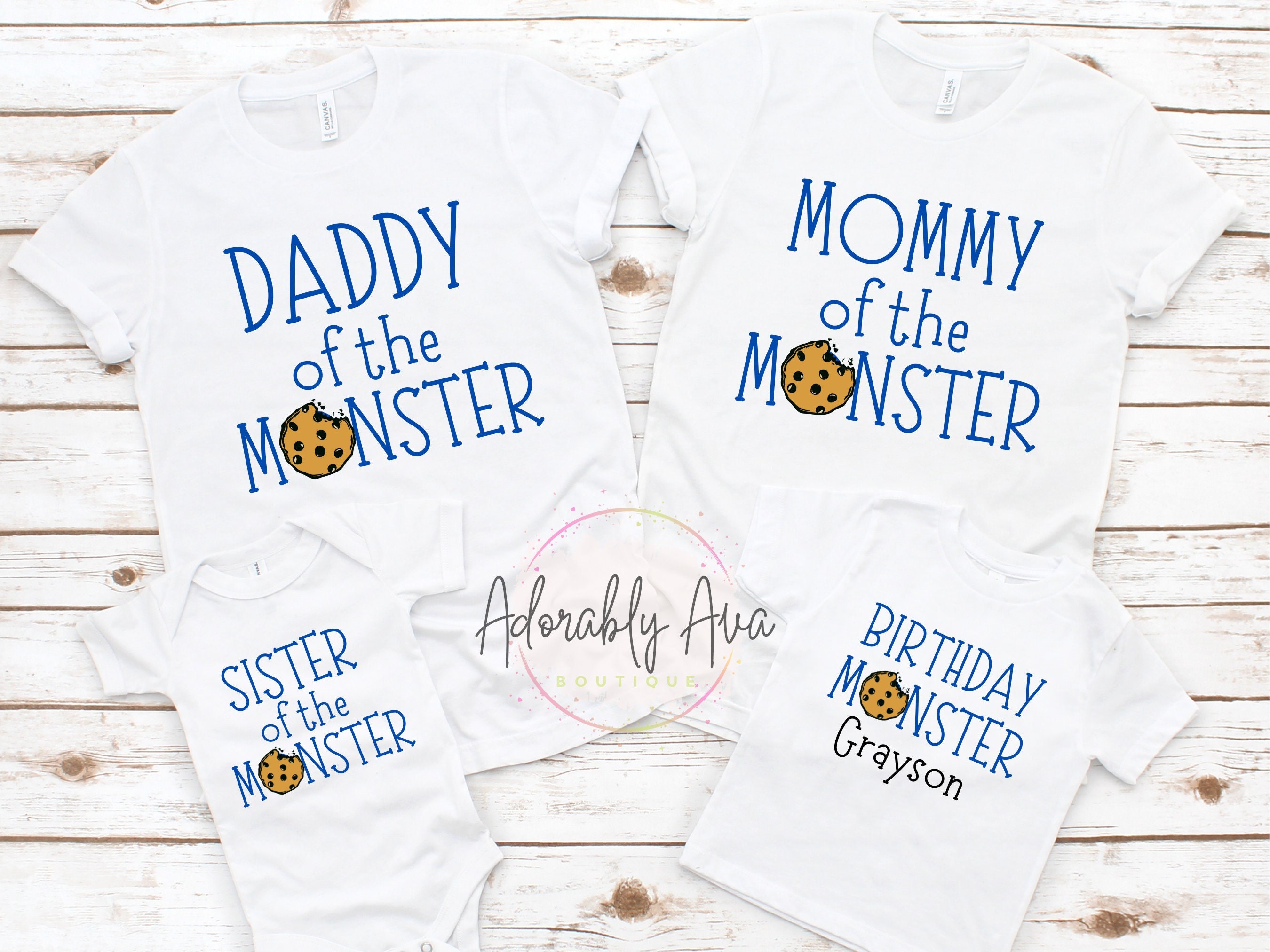 AdorablyAvaBoutique Cookie Monster First Birthday Shirt Boy Cookie Monster Family Shirts Cookie Monster Family Birthday Shirts Boys Cookie Monster Shirt