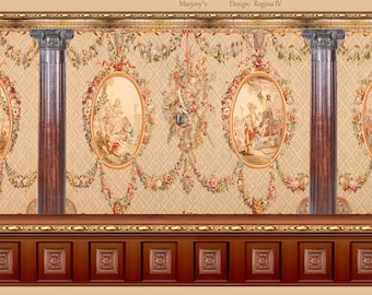 1:12 Victorian, Regina IV Miniature Wallpaper 11” inch Tall x 24”