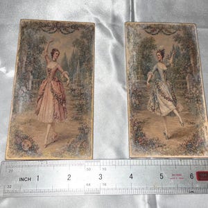 1:12 Rococo Ballerinas Wall Panel Pair Miniature 5.2”x2.4” inches