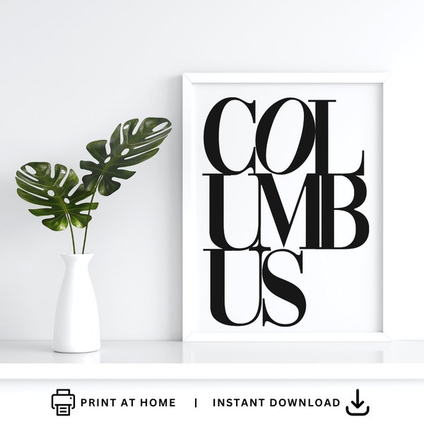 Columbus Ohio Art, Minimalist Wall Art Print , Columbus SVG, Printable Wall, Digital, Instant Download, Frame Printable 8x10