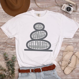 Yoga Zen Stacking Stones T Shirt Center Hydrate Celebrate Tee Balancing Rocks For Yoga Graphic T-Shirt
