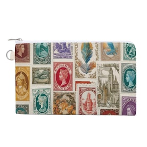 Brieftasche, Geldbörse, Leinwand, Briefmarke - AI entworfen, leicht, mit Reißverschluss, wasserfest, passende Tasche vor Ort, Preis im Angebot