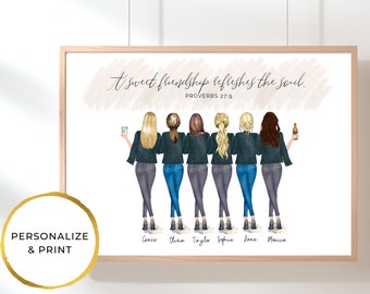 Best friends drawing | Etsy
