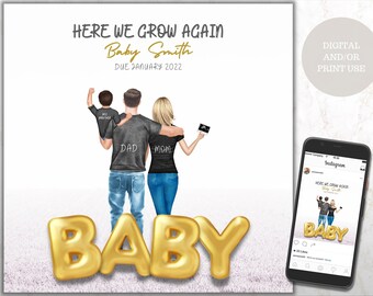 Pregnancy Announcement Drawing Etsy Pregnancy Announcement Drawing Etsy