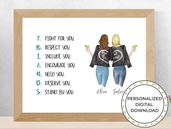 Friendship Print, Best Friend Gift, Bestie Gifts, Gifts for Friends,  Friendship Quote, Printable, Personalised Print, Birthday Gift for Her 