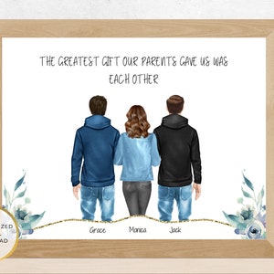 Brother Sister Gifts, Personalized Gift for Brother from Sister, Gift for Sister, Family Portrait, Birthday Gift Ideas for Brother, Print