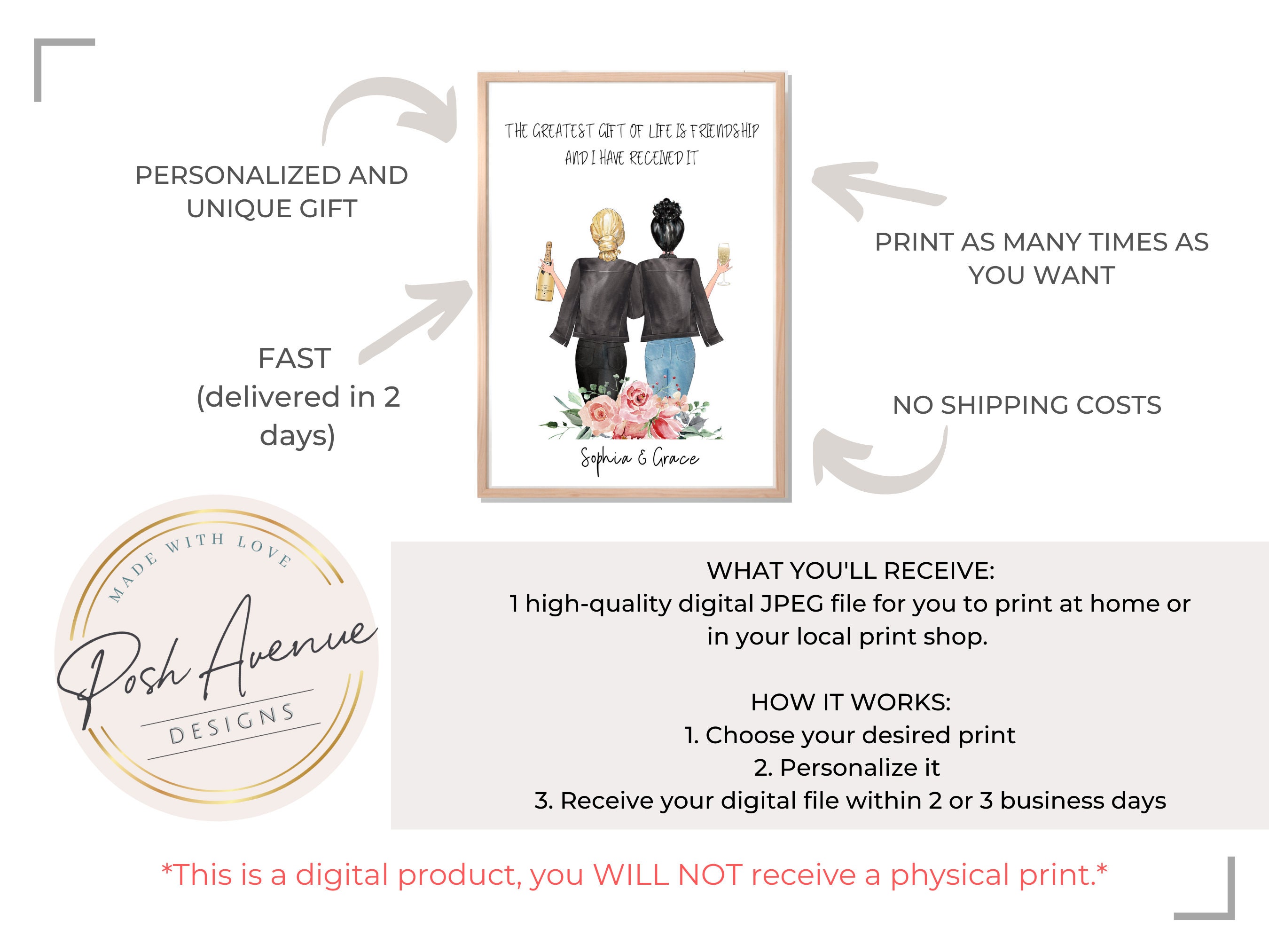 6 Best Friends Personalized Gift Birthday Gifts Custom Etsy