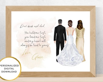 Padres regalo de boda, padres personalizados del regalo de la novia, regalo de agradecimiento de la boda, retrato de la boda, imprimible, padre de la novia