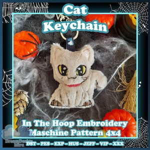 Cat keychain ITH plush pattern