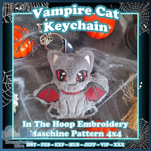 Vampire Cat keychain ITH plush pattern
