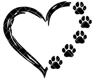 Download Heart Paw Print Etsy