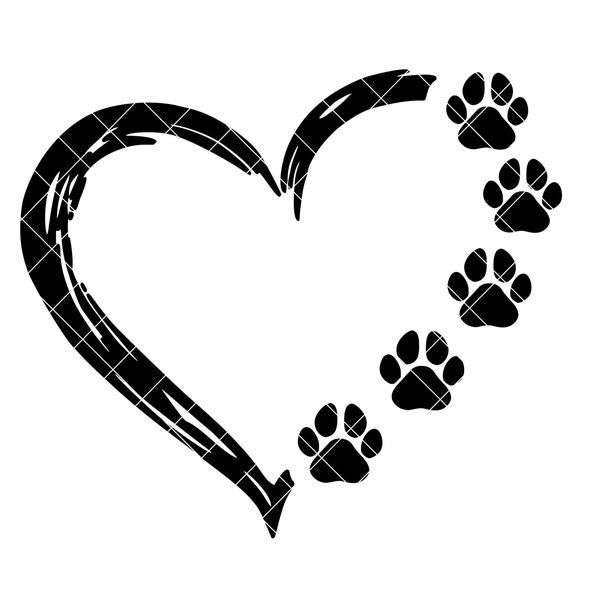 Heart Paw Print SVG, Dog Paw Print SVG, Cat Paw Print SVG, Dog Love Svg, Cat Love Svg, Paw Print Svg, Heart Svg, Paw Print Cut File