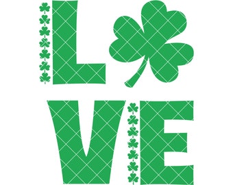 Shamrock Love SVG, Shamrock SVG, Clover Leaf SVG, St Patricks Day Svg, Cloverleaf Svg, Lucky Svg, St Patricks Day Shirt Design