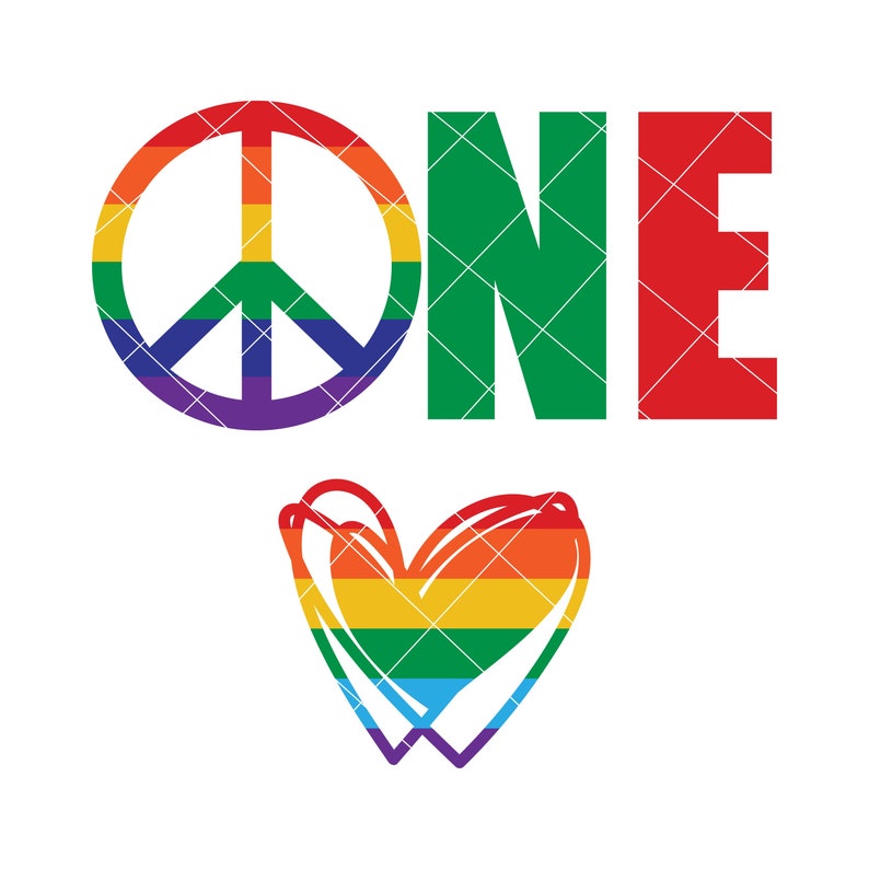 Download One Love Peace Heart LGBTQ Gay Pride PNG Design SVG Dfx | Etsy