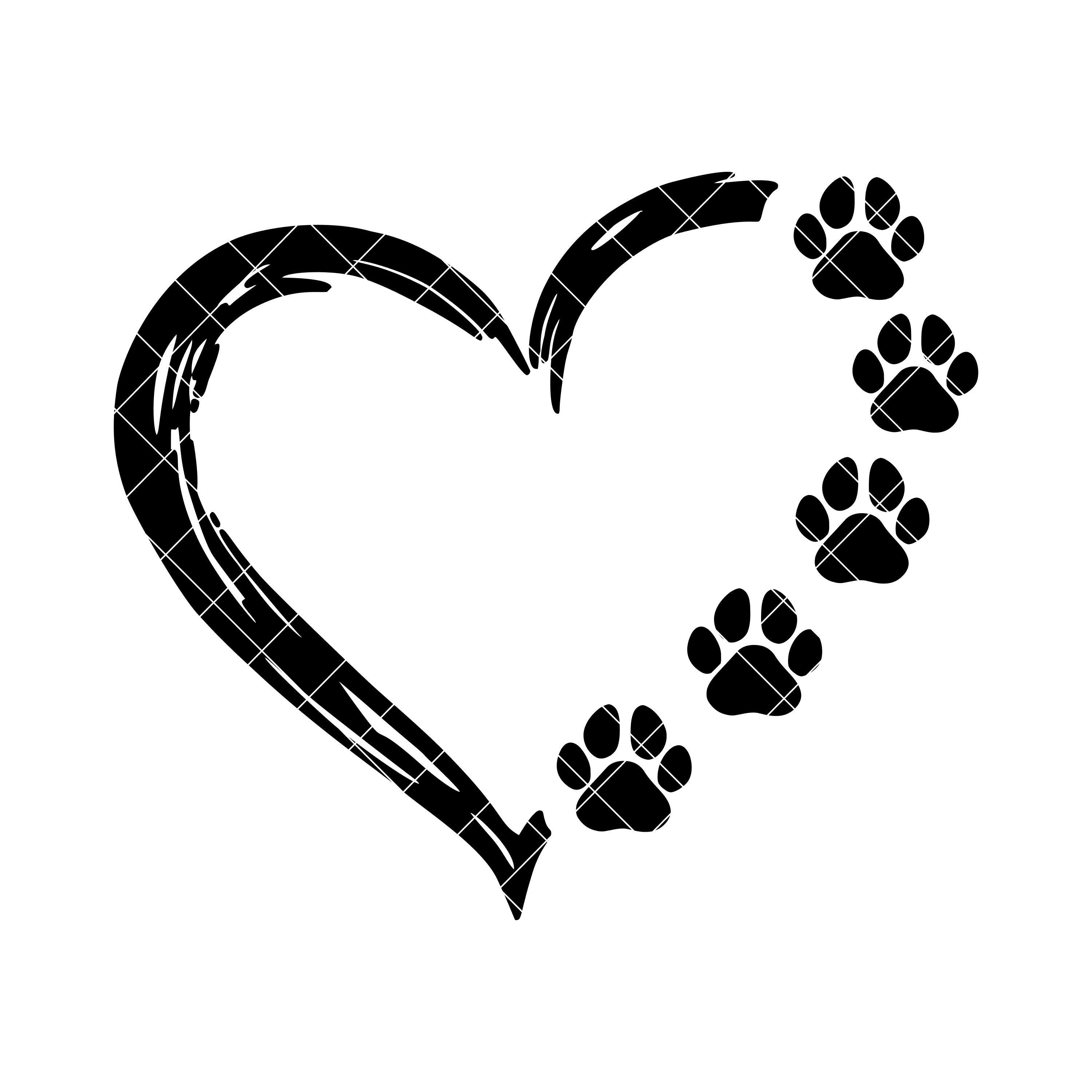 Heart Paw Print SVG, Dog Paw Print SVG, Cat Paw Print SVG, Dog Love Svg