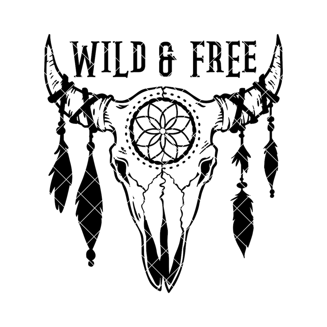 Cow Skull SVG Wild and Free SVG Boho SVG Bull Native | Etsy