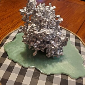 Natural Aluminum Fire Ant Sculpture on Green  Resin Base