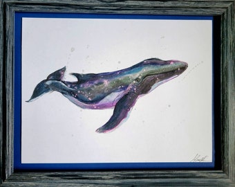 Humpback Whale Print, Splatter paint
