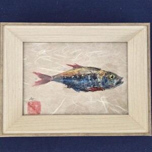Small Original Menhaden Poagie Gyotaku Fish Impression – Coastal Shell Decor - Framed