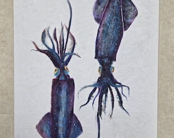 Tintenfisch Gyotaku Druck - Japanischer Fischdruck