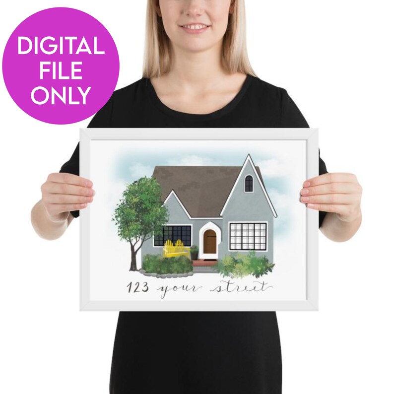 Hand-Drawn Digital House Portrait Original Personalized Art Custom Painting Digital File Only image 4