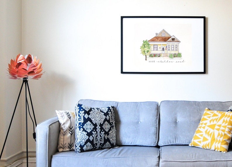 Custom watercolor painting Anniversary Gift Unique gift House portrait Mother/'s Day Gift