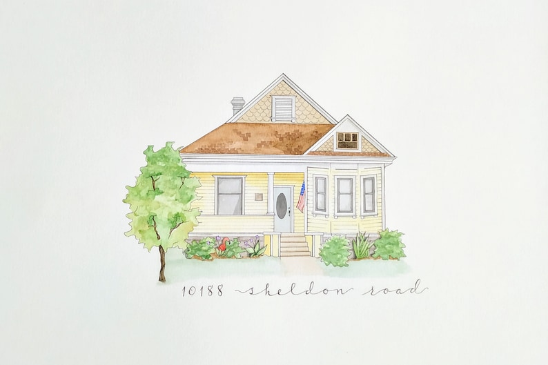 Custom watercolor painting Anniversary Gift Unique gift House portrait Mother/'s Day Gift