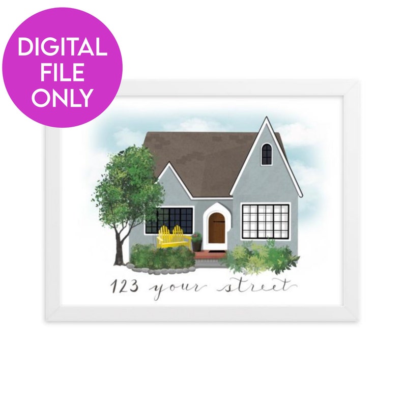 Hand-Drawn Digital House Portrait Original Personalized Art Custom Painting Digital File Only image 5