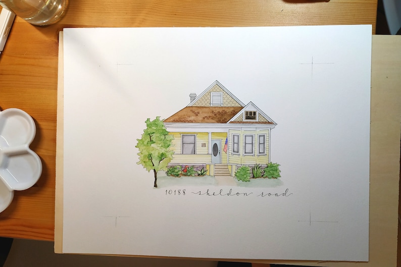 Custom watercolor painting Anniversary Gift Unique gift House portrait Mother/'s Day Gift
