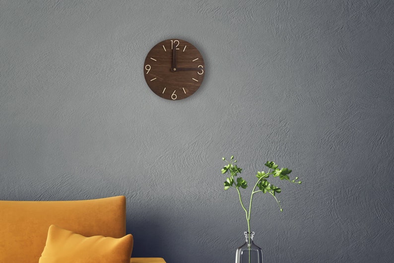 wall clock unique, farmhouse clock wood, small wooden clock, wooden wall clock, rustic wall clock, Silent wall clock, kitchen wall clock, wall clock modern, living room clock, minimalist clock, retro clock, modern clock, Round wall clock