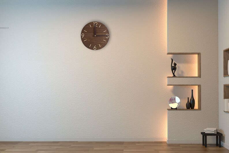 wall clock unique, farmhouse clock wood, small wooden clock, wooden wall clock, rustic wall clock, Silent wall clock, kitchen wall clock, wall clock modern, living room clock, minimalist clock, retro clock, modern clock, Round wall clock