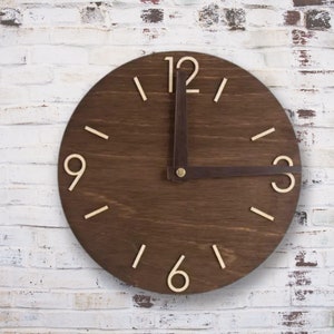 wall clock unique, farmhouse clock wood, small wooden clock, wooden wall clock, rustic wall clock, Silent wall clock, kitchen wall clock, wall clock modern, living room clock, minimalist clock, retro clock, modern clock, Round wall clock