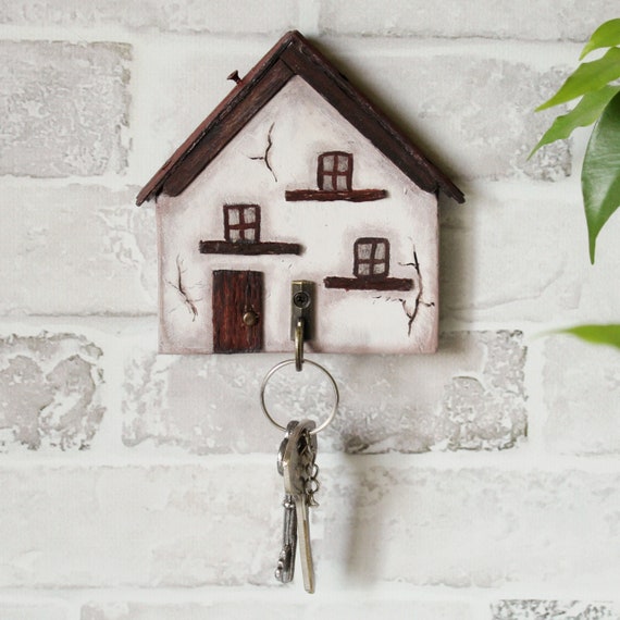 Wooden House Key Holder Key Hanger for Wall Etsy
