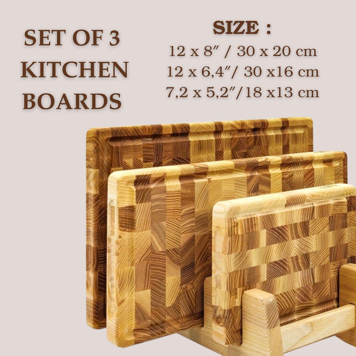 Wooden Cutting Board Set, End Grain Cutting Board With Stand, Butcher Block Handcrafted Cutting and Chopping Boards, Handmade Wood Chopping - Etsy