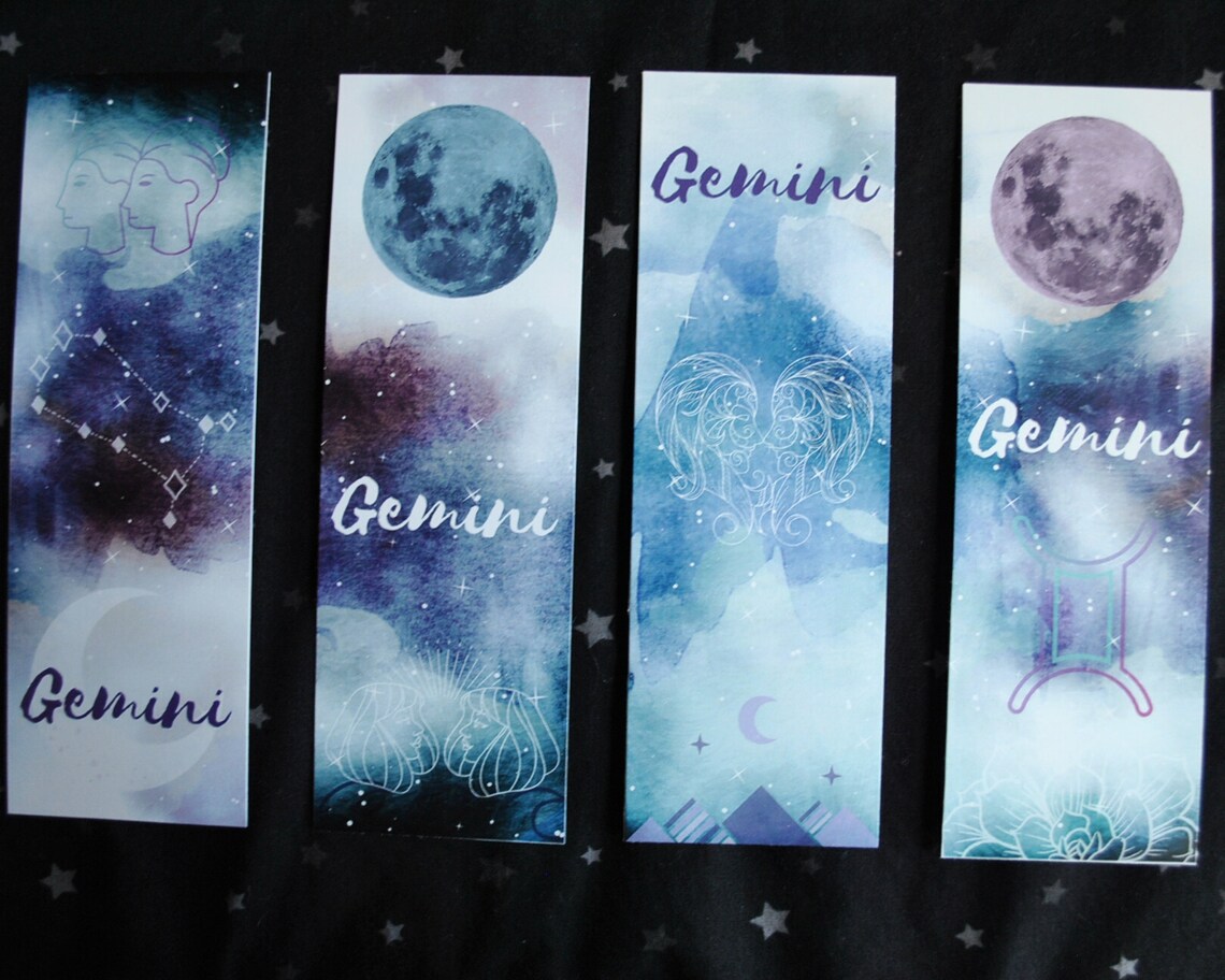 gemini zodiac bookmarks instant download printable etsy