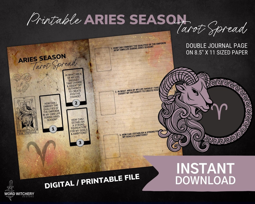 Aries Season Tarot Spread Printable Grimoire Pages Book of - Etsy