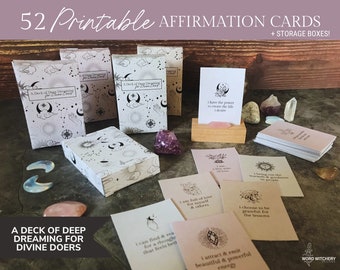 Printable Affirmation Cards - A Deck for Deep Dreaming & Divine Doers - Positive Affirmation Cards for Manifestation, Success, Empowerment