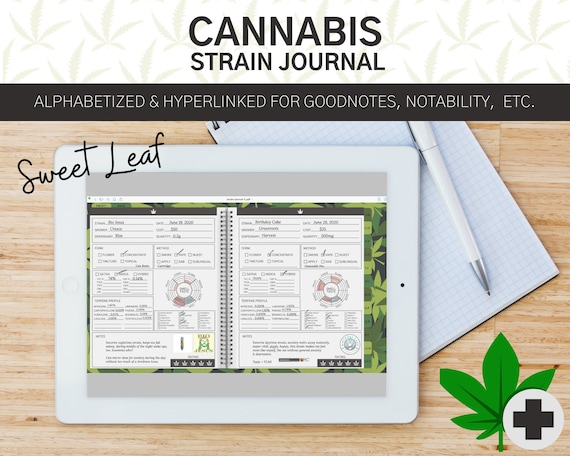 Cannabis Strain Journal, Sweet Leaf, Medical Marijuana, Digital Download, GoodNotes, Notability, Weed Planner, Vape, Tracker, THC, CBD
