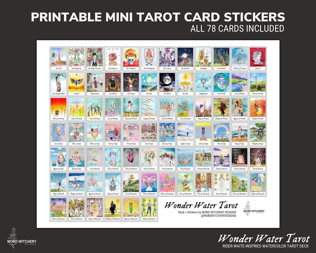 Printable Tarot Card Stickers for Tarot Card Journal Witch Planner ...