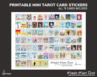Printable Tarot Card Stickers for Tarot Card Journal - Witch Planner Bullet Journal Indie Deck Digital Stickers Tarot Spreads for Beginners