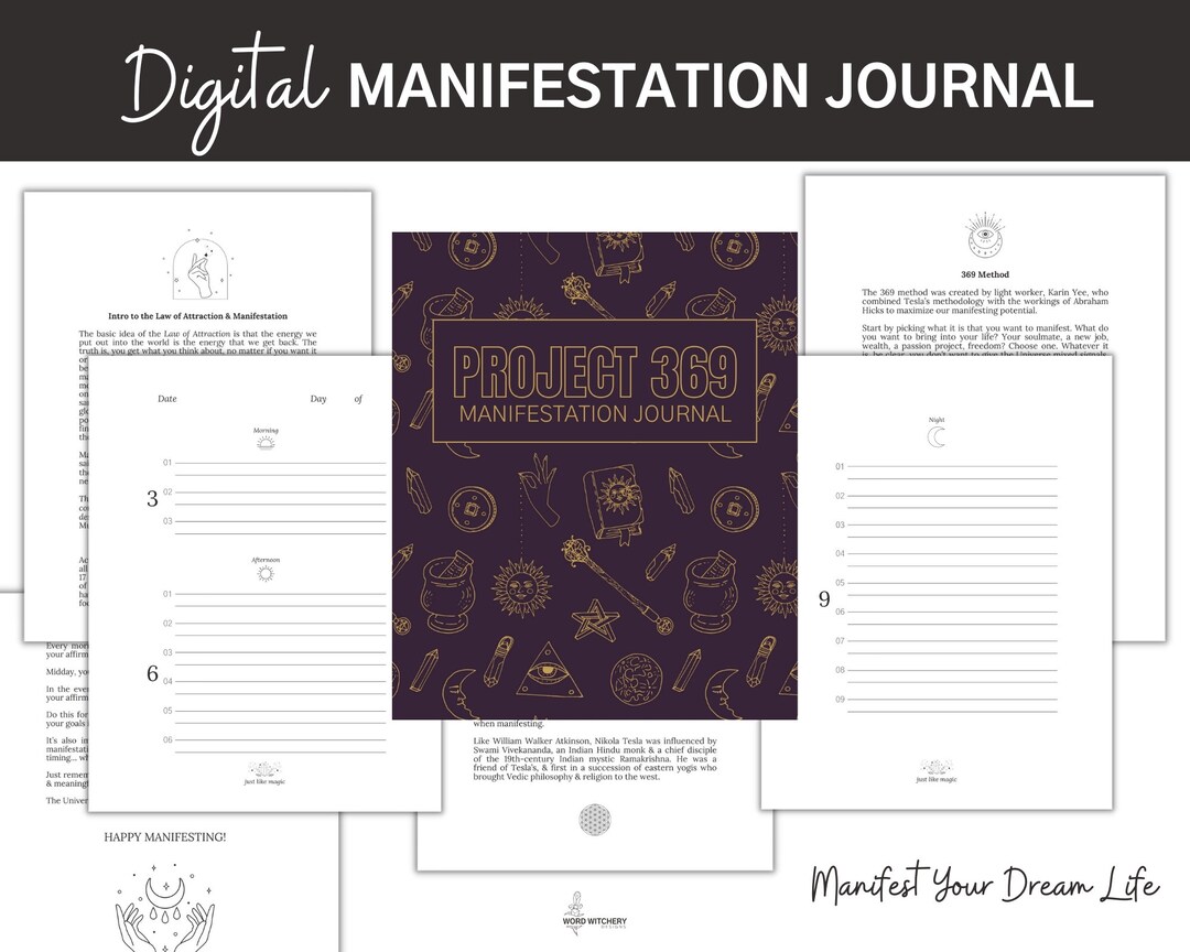Project 369 Digital Printable Manifestation Journal Law of Attraction ...