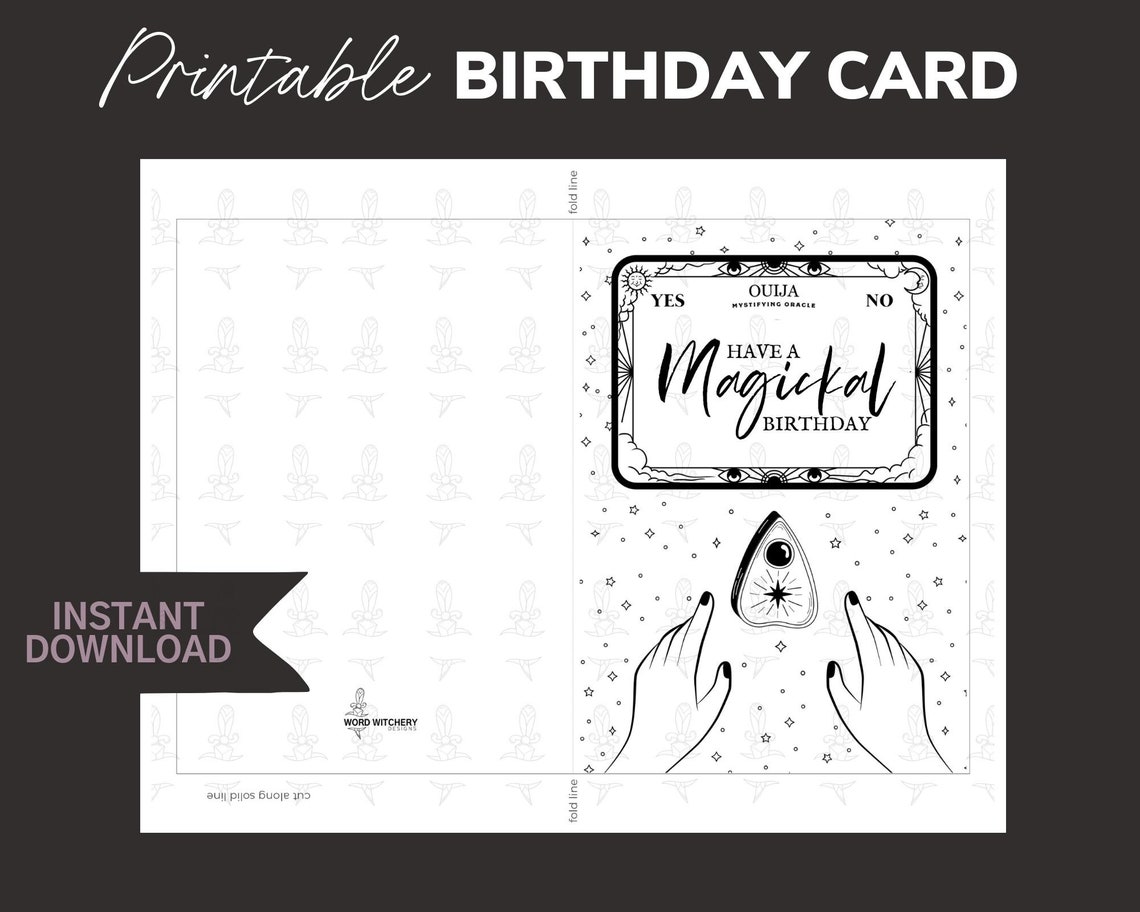 Magickal Birthday Card Printable Adult Coloring Greeting - Etsy