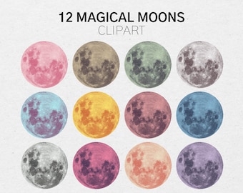 12 Magical Full Moons, Transparent Background, PNG, Clipart, Zodiac, Horoscope, Astrology, Witch, Celestial, Magic, Instagram Stickers