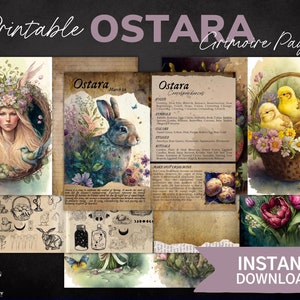 Ostara Grimoire Kit - Printable Grimoire Pages, Book of Shadow Pages, Art Junk Journal, Digital BOS, Witch, Collage, Ephemera, Scrapbook